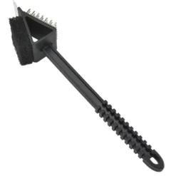 Brosse et raclette à barbecue en acier et plastique noir L36cm