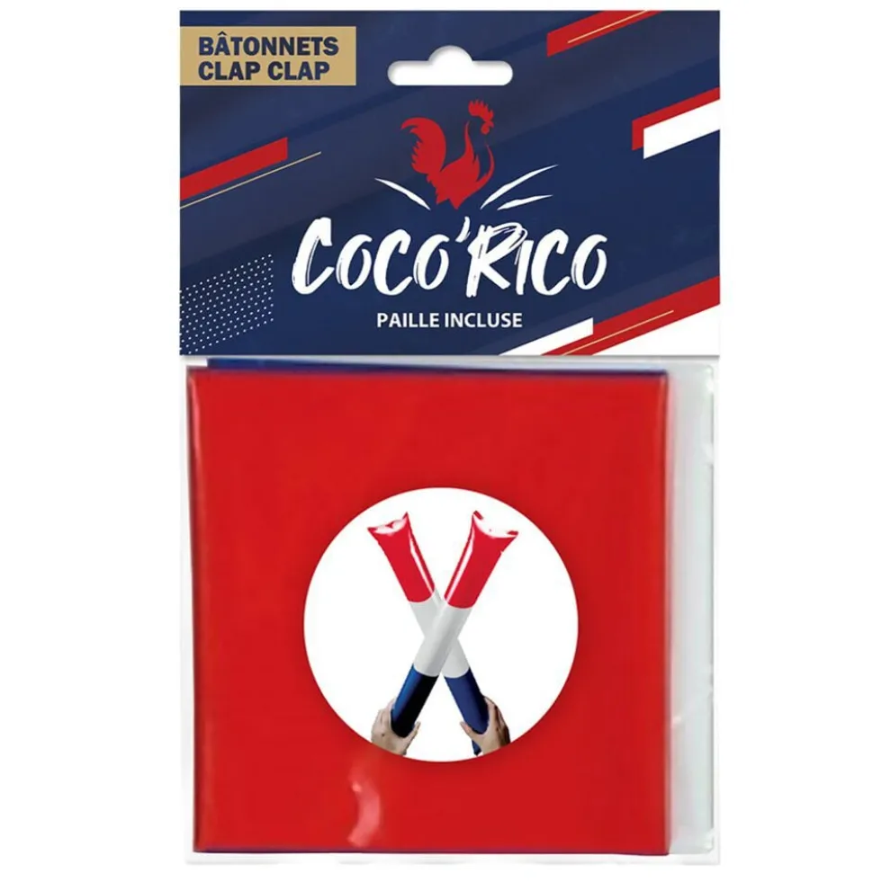 Bâtonnet clap clap Cocorico x2 bleu blanc rouge L60cm
