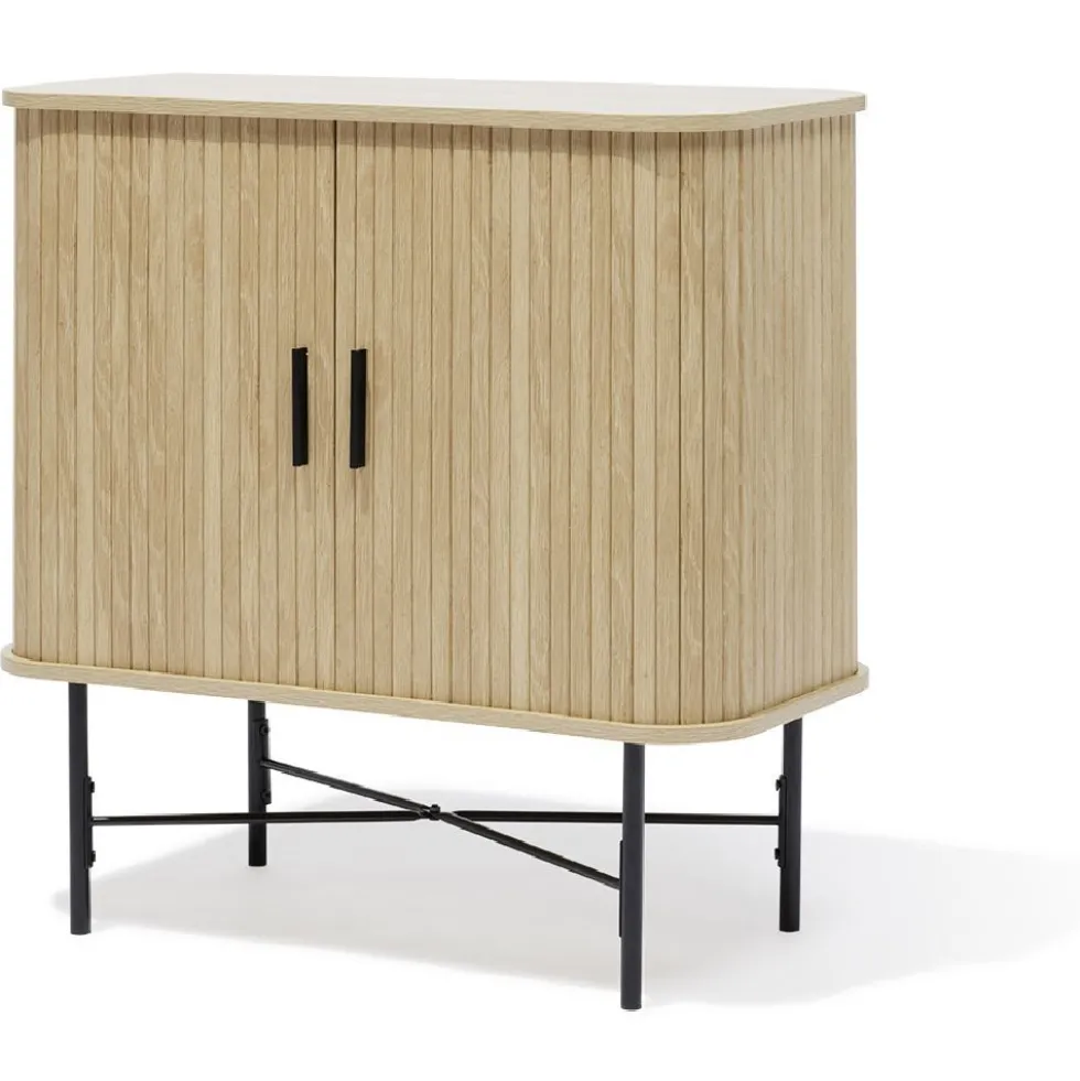 Buffet Grège bois naturel et noir - L80xP39,5xH79 cm