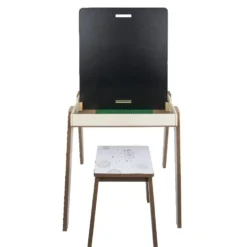 Bureau en bois 3 en 1 - tableau double face et tabouret