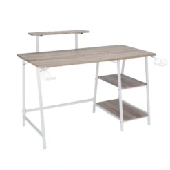 Bureau en bois et métal blanc 118x60xH94cm