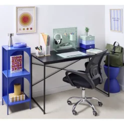 Bureau rectangulaire Delta métal et bois noir 120x60xH75cm