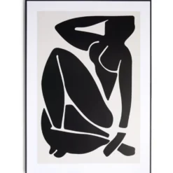 Cadre déco en bois inspiration Matisse nu noir 50x70cm