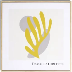 Cadre déco en bois inspiration Matisse jaune 30x30cm
