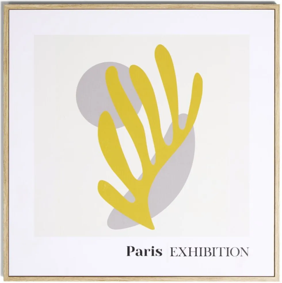 Cadre déco en bois inspiration Matisse jaune 30x30cm