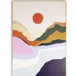Cadre déco en bois motif abstrait paysage 50x70cm