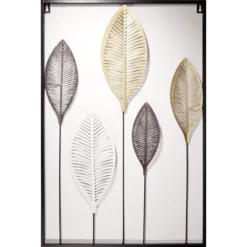 Cadre déco 5 feuilles en métal L53,5xH81,5 cm