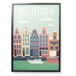 Cadre en bois affiche Amsterdam 50x70cm