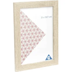 Cadre photo bois blanchi 26x34cm pour photo 21x29,7cm