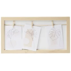Cadre photo bois jute avec 3 pinces 22,5x42.5cm (2 modèles)