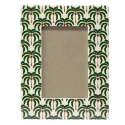 Cadre photo bord céramique motif palmiers 17x22cm pour photo 10x15cm