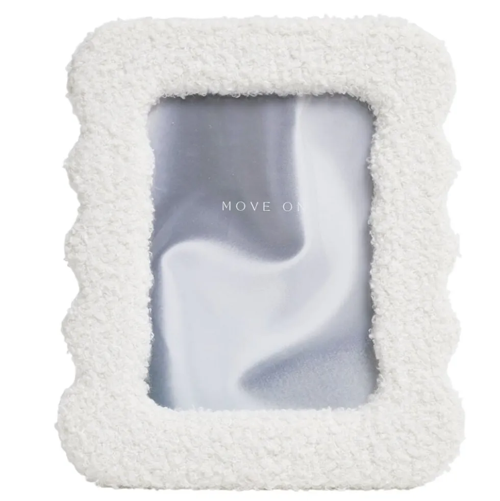 Cadre photo bord ondulé tissu bouclette blanc 20x30cm