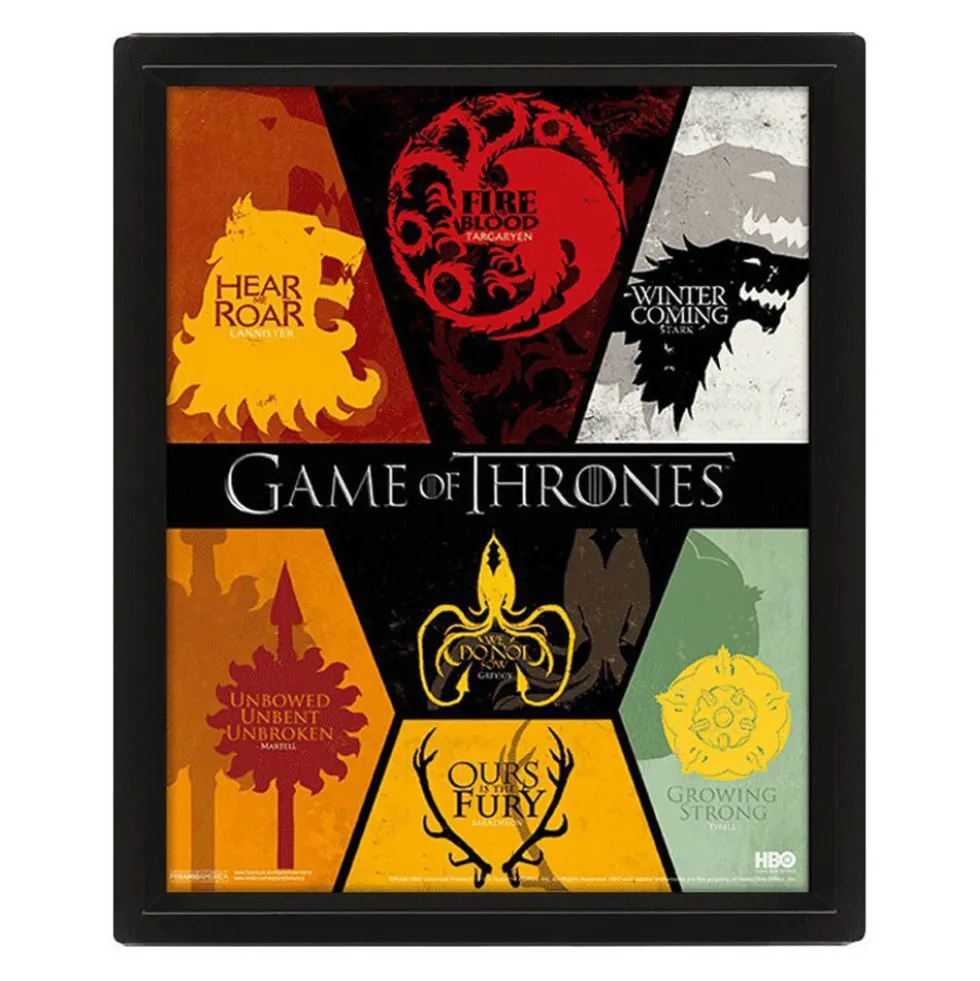 Cadre photo 3D emblèmes Game of Thrones