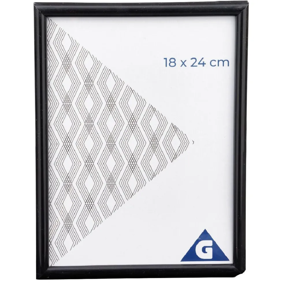 Cadre photo plastique noir 19x25cm pour photo 18x24cm