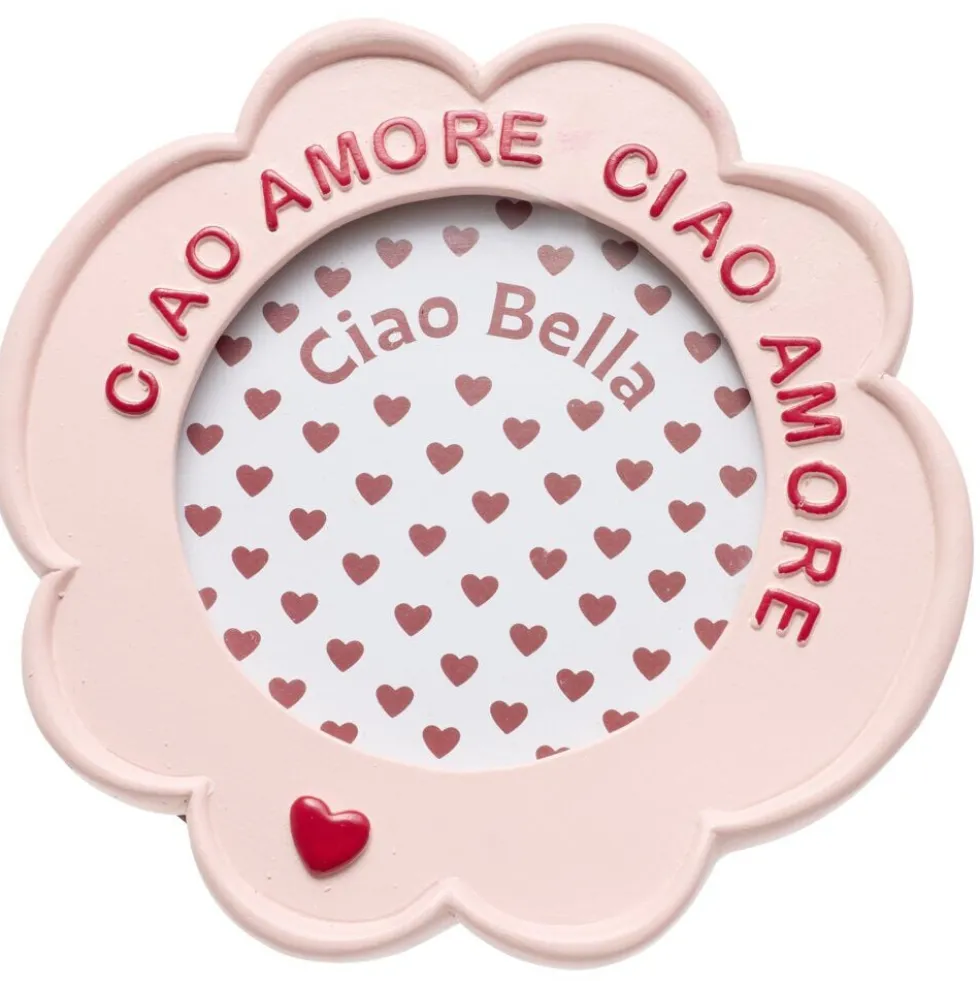Cadre photo à poser Ciao Amore rose et rouge Ø17,5xH19cm