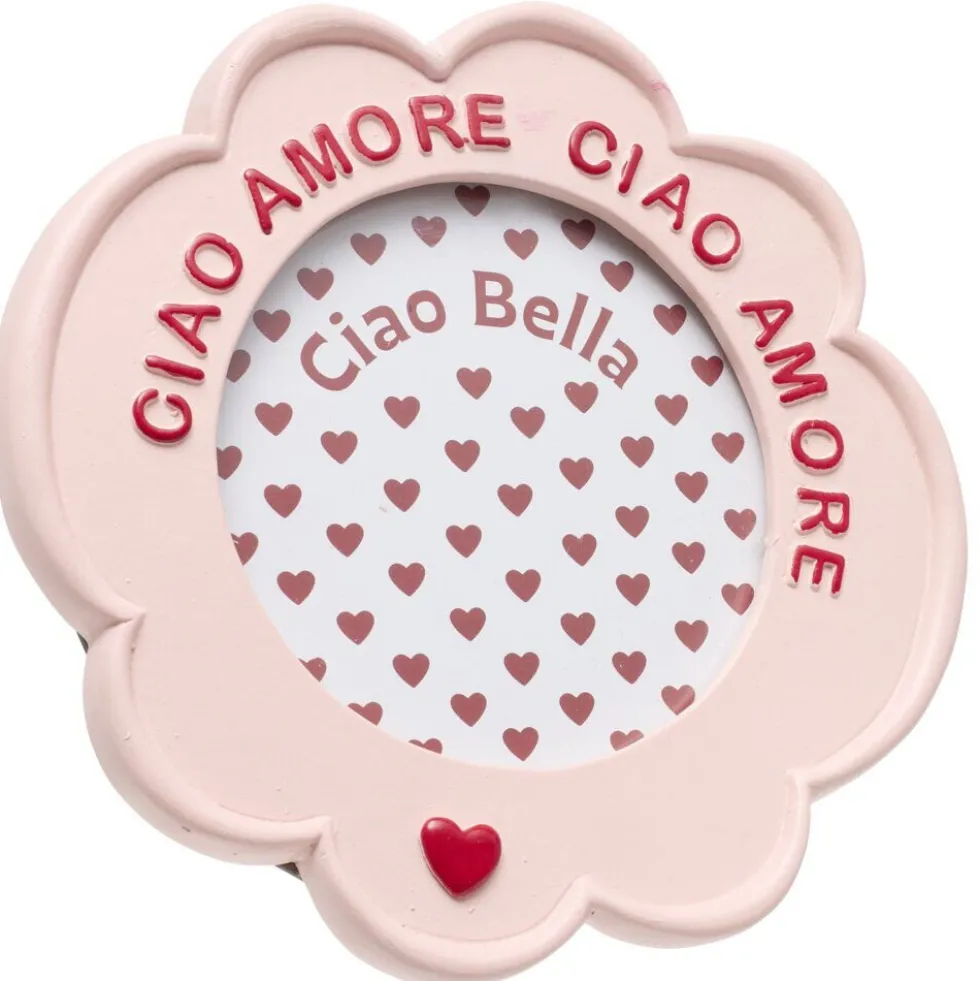 Cadre photo à poser Ciao Amore rose et rouge Ø17,5xH19cm