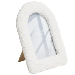 Cadre photo tissu bouclette blanc 16x21cm pour photo 10x15cm
