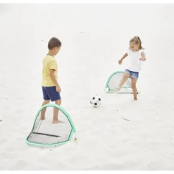 Cage de foot pop-up pliable bleu 60x40xH40cm (2 pièces)