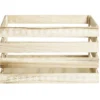 Cagette en bois motif flocon blanc 44x33xH25cm