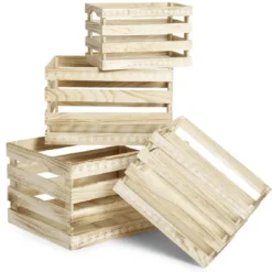 Cagette en bois motif flocon blanc 44x33xH25cm