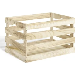 Cagette en bois motif flocon blanc 38x28xH23cm