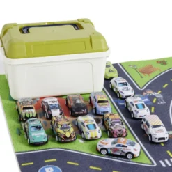 Caisse de rangement avec 20 voitures et 1 tapis de jeu