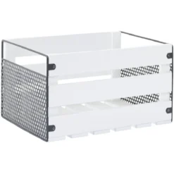 Caisse de rangement en bois et métal - L32,5 x l18 x H24 cm