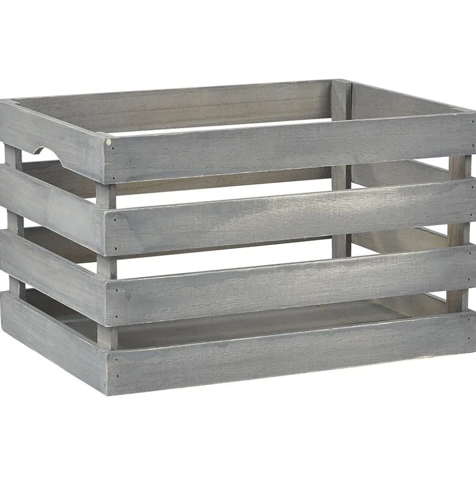 Caisse de rangement en bois gris