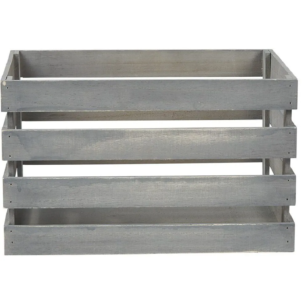 Caisse de rangement en bois gris