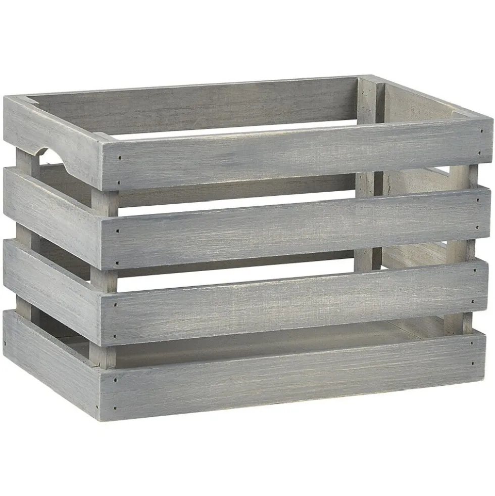 Caisse de rangement en bois gris