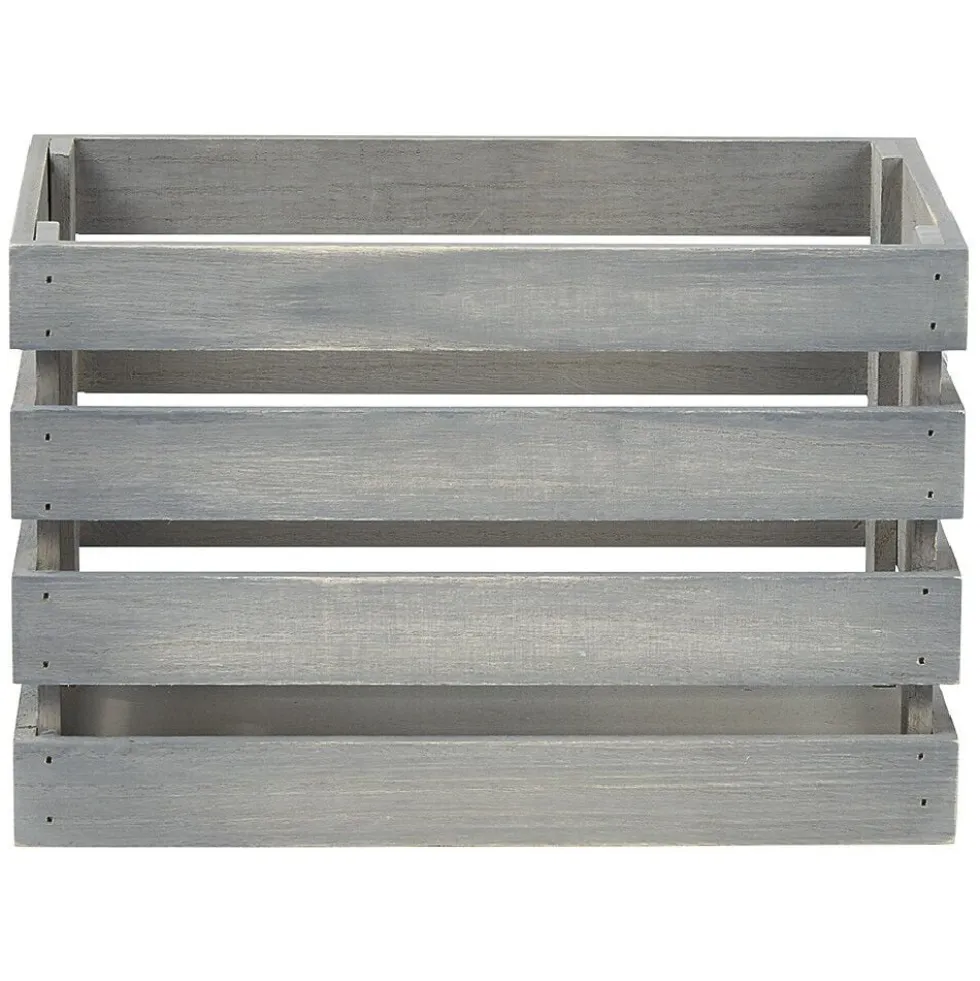 Caisse de rangement en bois gris