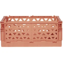 Caisse pliable avec porte-étiquette marron L25xl16,5xH10cm