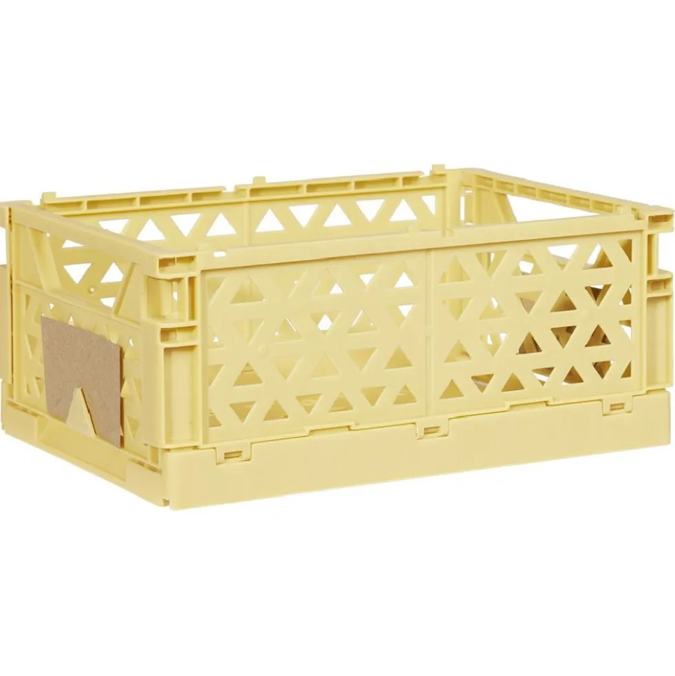Caisse pliable avec porte-étiquette jaune L25xl16,5xH10cm