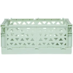 Caisse pliable avec porte-étiquette vert L17xl12,5xH7cm