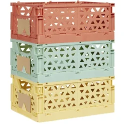 Caisse pliable avec porte-étiquette jaune L17xl12,5xH7cm