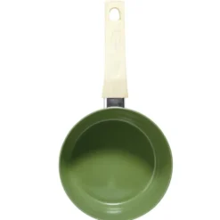 Casserole revêtement céramique vert olive poignée effet bois Ø18cm tous feux