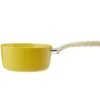 Casserole revêtement céramique jaune poignée effet bois Ø18cm