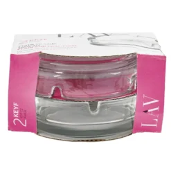 Cendrier rond transparent en verre x2