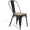 Chaise de jardin Fabrik acacia naturel et métal noir 51,5x44xH82,5 cm