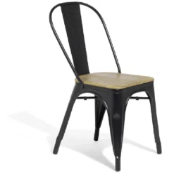 Chaise de jardin Fabrik acacia naturel et métal noir 51,5x44xH82,5 cm