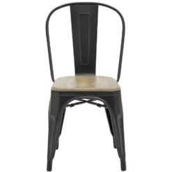 Chaise de jardin Fabrik acacia naturel et métal noir 51,5x44xH82,5 cm