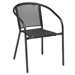Chaise de jardin Macéo acier et textilène noir 54xP57xH75cm