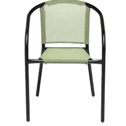 Chaise de jardin Macéo acier noir et textilène vert 54xP57xH75cm