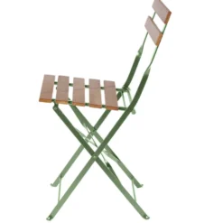 Chaise de jardin pliante Bali métal vert et bois 39x47xH77 cm