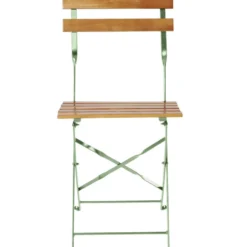 Chaise de jardin pliante Bali métal vert et bois 39x47xH77 cm