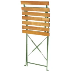 Chaise de jardin pliante Bali métal vert et bois 39x47xH77 cm