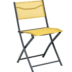 Chaise de jardin pliante London métal textilène jaune 51xP45xH81cm