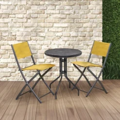 Chaise de jardin pliante London métal textilène jaune 51xP45xH81cm