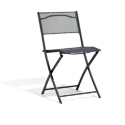 Chaise de jardin pliante London métal textilène gris 45x51xH81cm