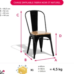 Chaise empilable Fabrik métal et bois